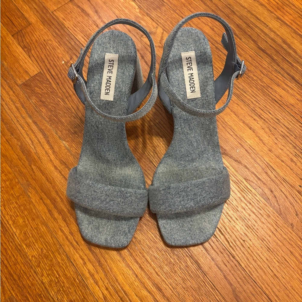 Steve Madden Denim Strappy Heels EUC